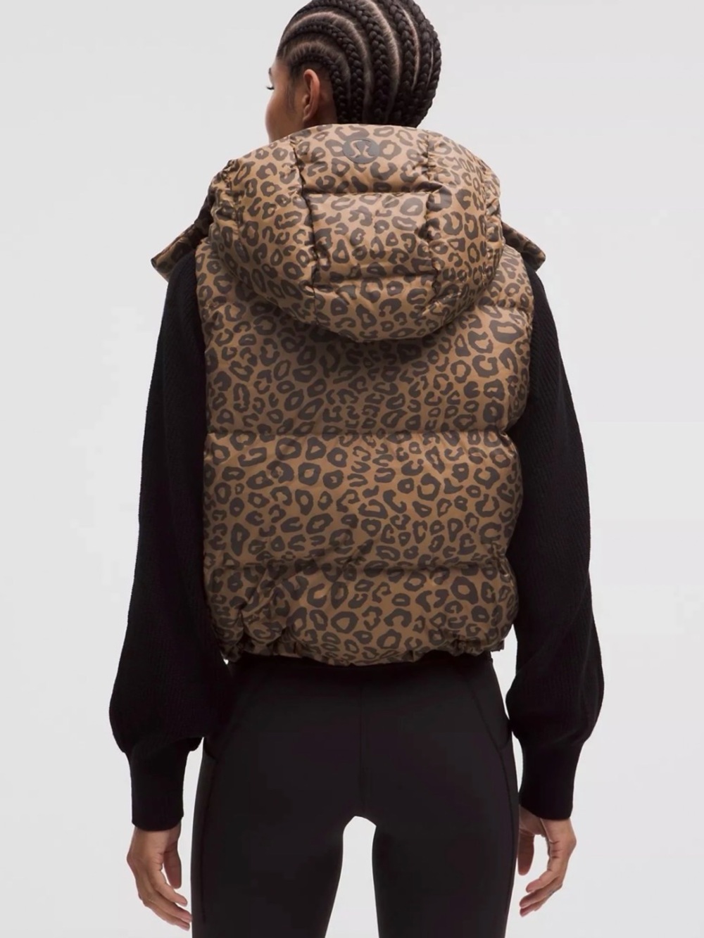 NWT Lululemon Wunder Puff Cropped Vest Leopard Khaki Size 10 - Picture 2 of 11